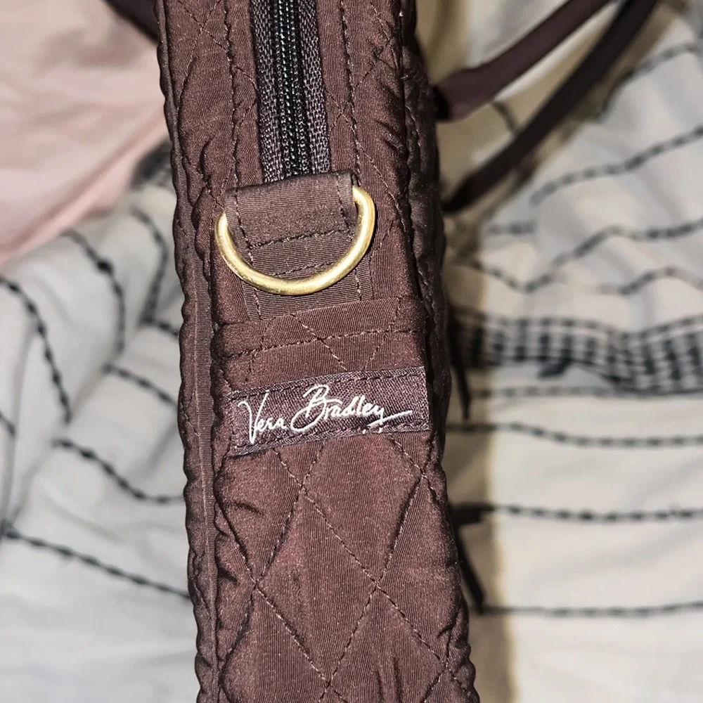 Vera Bradley Quilted Brown Microfiber Computer Laptop Bag Commuter 🤍